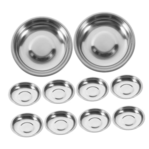 GLEAVI 10個 加厚ステンレス製ソース皿 小型丸形調味料皿 薬味用ディップボウル キッチン収納便利 重ね置き対応 ホットポットや家用に適し