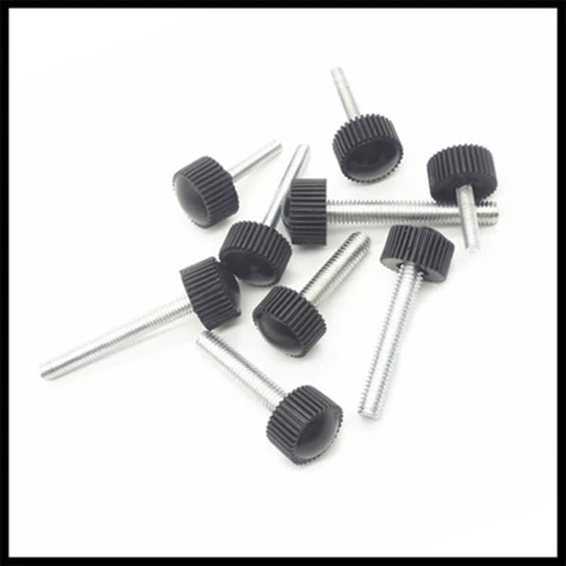 M4 M5 Thumb Knurled Screw Plastic Round Head Adjust Screws Black Length 10mm-40mm - (Dimensions: M5x20mm (6pcs))