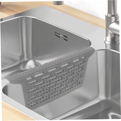 Silicone Sink Mat Double Sink Divider Protector with Suction Cups & Drainage Holes Heat Resistant Kitchen Mat for Dishes and Utensils Protector