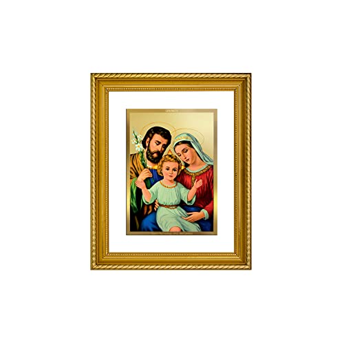 Image of Diviniti Holy Family Gold Plated Wall Photo Frame, Table Decor| DG Frame 056 Size 2.5 and 24K Gold Plated Foil| Religious Photo Frame Idol For Prayer, Gifts Items (28 CM X 23 CM)