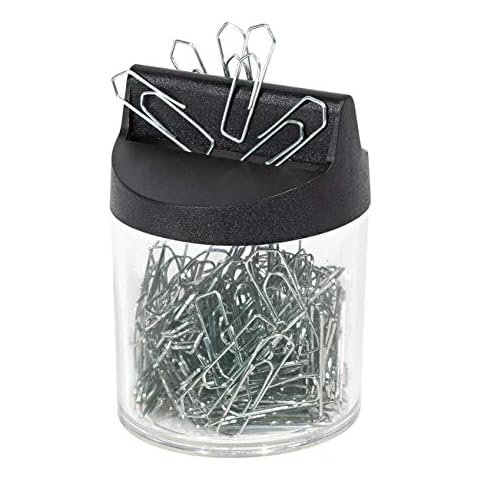 Wedo 2705154 Klammernspender (mit Magnet rund gefüllt, 125 Büroklammern) silber/transparent Cover