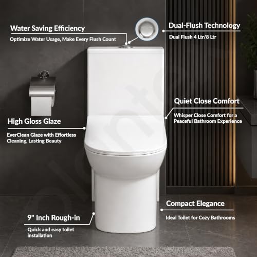 Image of Plantex Ceramic Single Suite Commode /Western Toilet /Water Closet /Commode with Soft Closing Toilet Seat - S Trap (Iris, White)