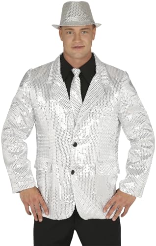 Chaqueta de Lentejuelas Plata Hombre Fiestas Guirca M de Disfraz