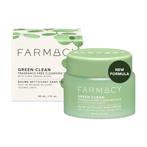 Farmacy Makeup Remover Cleansing Balm - Fragrance Free - Green Clean Waterproof Makeup Remover + Oil Based Cleanser - Gentle Exfoliating Double Cleanser - Melts From Balm to Milky Lather (30ml)