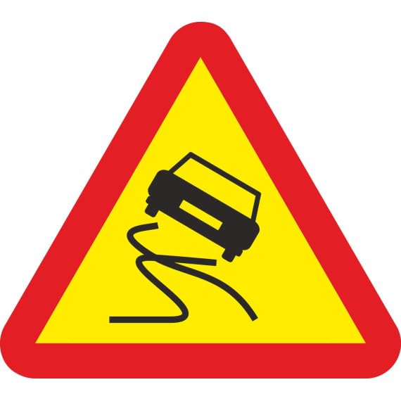 Panneau de signalisation chaussée glissante danger route triangle métal côté 700 mm