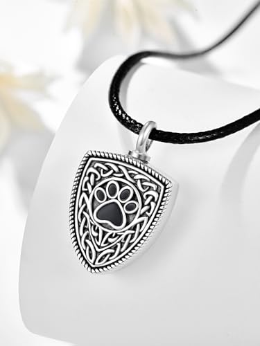 Dreamboat Pet Urn Necklace for Dog Cat Ashes 925 Sterling Silver Paw Print Cremation Keepsake Pendant Celtic Knot Memorial Jewelry Gifts for Women Men2