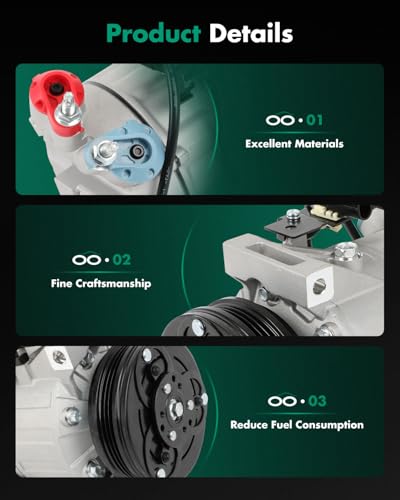 Image of SCITOO AC Compressor fit for Volvo S60 2.5L 2012-2016 | Fast Cooling, Ultra Low Noise (≤72 dB)Air Conditioner Compressor with Clutch, Easy Installation, 36011355 360014620