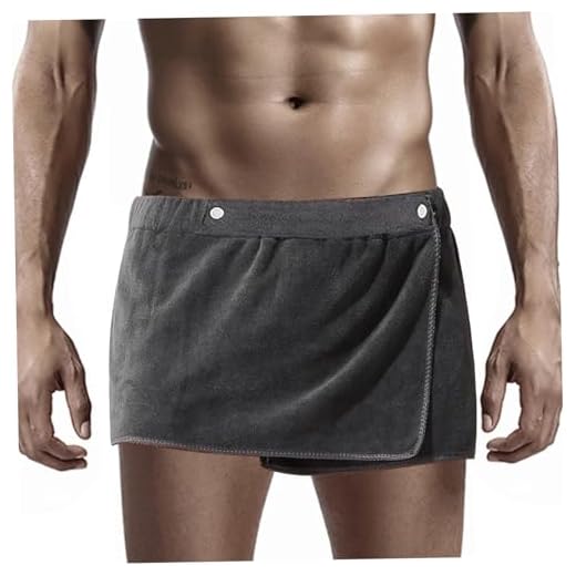 CNAFGBGG 1PC Mens Towel Wrap Absorbent Shower Wrap for Men with Snap Closure and Elastic Waistband Soft Mircofiber Wearable Bath Towel for Men Bathroom Pool Beach Spa Bathing 11.8x55 Inch Short