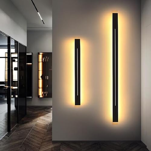 Applique murale DEL linéaire noire à lumière chaude pour miroir de vanité et couloir