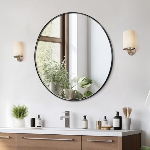 VEVOR Wall Mounted Makeup Mirror, 0.15" Thick, 30 in Mirror with Aluminium Alloy Frame & Explosion-Proof Film, Scratch-Resistant Mirror with Z-Shaped Bracket, Fit for Bathroom/Bedroom/Living Room by VEVOR - Used condition - CA$61.51