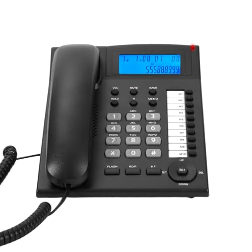 Landline Phones For Home & Office, Corded Phone With Backlit Caller Id Display, Speakerphone, Speed Dial, And Mute Function, Adjustable Ringer, Speaker, Handset Volume, Telephone Landline Phones- 3 YR