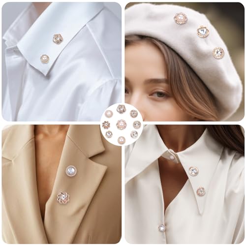 Image of 30 Pcs No Sew Invisible Buttons Pearl Brooch Button Women Reusable Pearl Cover Up Pin Removable Replacement Safety Button Dress Supplies Decoration (Black, Yellow, Orange, Brown, White)