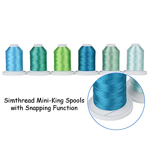 Simthread Embroidery Thread With Storage Box - 12 Options - 800 Yards/Spools, 9 Turquoise And Mint Green Colors For Embroidery And Sewing Machine #TOP3