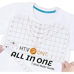 HTVRONT Tshirt Ruler Guide for Vinyl Alignment - Transparent PVC Tshirt Measurement Tool for Heat Press in HTV Vinyl, All-in-ONE T Shirt Ruler to Center Design and Craft Sewing