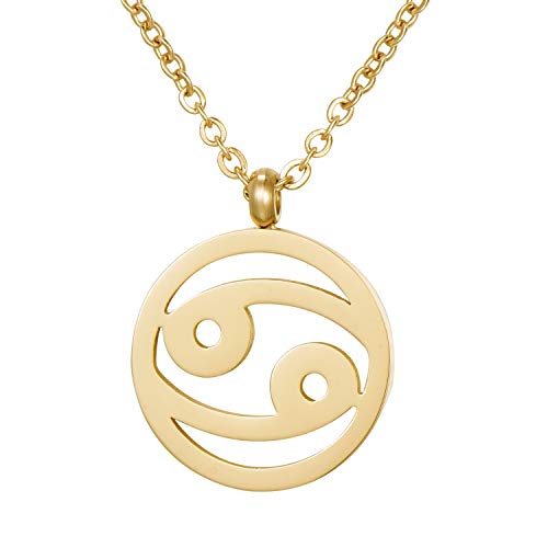 Morella Damen Halskette Sternzeichen Krebs Edelstahl Gold im Samtbeutel