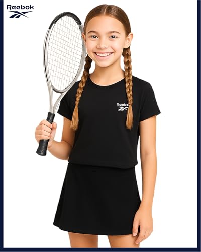 Reebok Girls Athletic Shirts - 2/3 Pack Short Sleeve Crew Neck Performance Workout Shirts and Athletic Tops for Girls (7-12)3