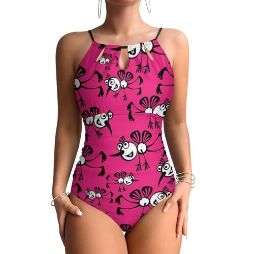 Maillot de bain une pièce femme Moustiques Rouges avec contrôle du ventre et effet monokini