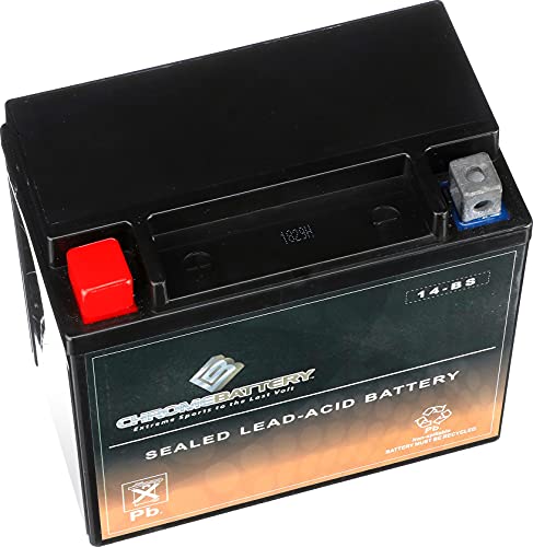 Chrome Battery Ytx14-Bs Maintenance Free Replacement Battery For Atv, Motorcycle, Scooter, Snowmobile, And Utv: 12 Volts, 1.4 Amps, 12Ah, Nut And Bolt (T3) Terminal #TOP6