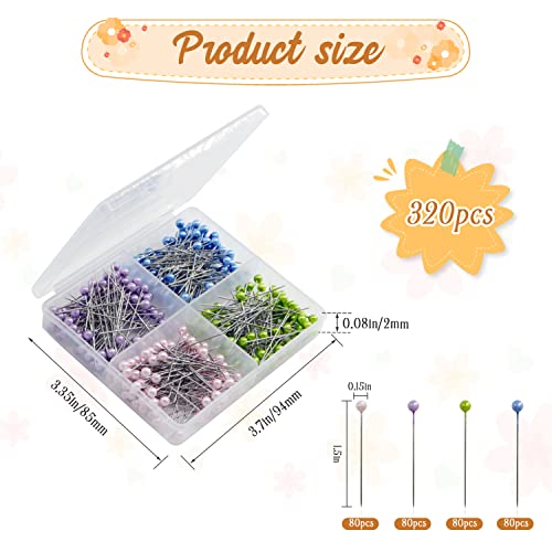 320 Pcs Pearlized Straight Quilting Pin 1.5 Inch Dressmaker Pins Sewing Pins With Colored Ball Head Decorative Pearlized Pins For Fabric Jewelry Diy Craft Project #TOP6