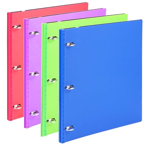 WOT I 4-Pack Telescoping 3 Ring Binder(0.75) Expandable Flexible Binder - Patented Design for Easy Portability Holds 160 Sheets Blue Green red Purple
