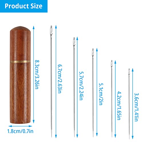 30Pcs Self Threading Needles With Wood Needle Case Easy Thread Sewing Needles Assorted Hand Stitching Needles For Diy Embroidery Sewing (Silver) #TOP1