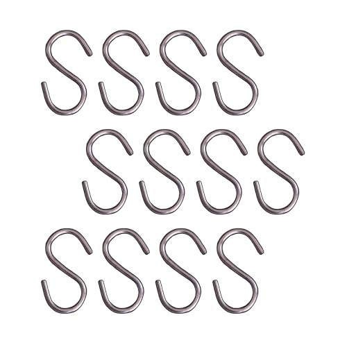 12 Pack 2.5 inch Stainless Steel Small S Hooks Heavy Duty Hook for Kitchen Cutlery Hanging, Closet, Pan, Pot Hanging, S Hook Highly Recommended for General USE (Pack of 12)