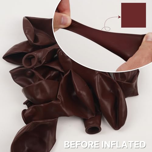 Image of PartyWoo Burgundy Balloons 50pcs Dark Chestnut Red Maroon Dark 12 Inch | Balloons for Graduation Thanksgiving Birthday Bachelorette Citizenship Strawberry Casino Party Decorations Red-Y62