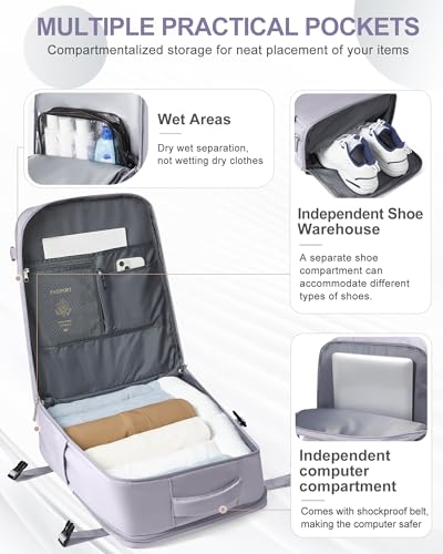 Image of coowoz Large Travel Backpack Carry On for Women Man Gym Backpack with Laptop Compartment Mochila de Viaje Teacher Personal Item Backpacks Rucksack Airplane Accessories Must Haves Purple