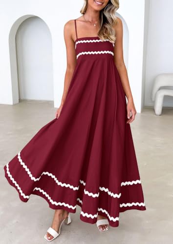Image of PRETTYGARDEN Women's 2026 Summer Flowy Maxi Dress Casual Sleeveless Spaghetti Strap Ruffle Beach Long Dresses