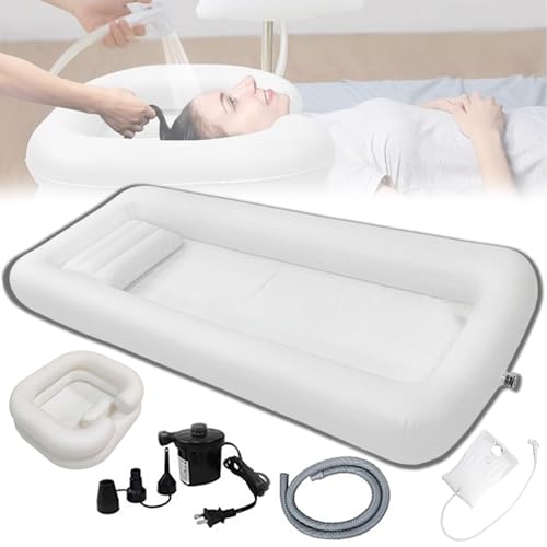 Dotauge Bañeras inflables médicas portátiles y Plegables con Ducha de cabecera y Bomba eléctrica for Personas Mayores(White)