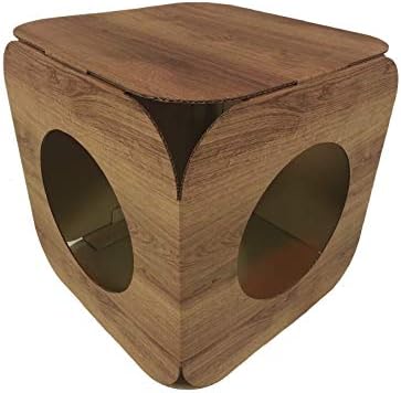 Cardboard Cat Cube - Wood Effect - By Cat FurNature