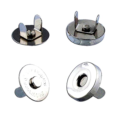 Image of Nimida Magnetic Button Snaps Clasps Fasteners Closure 18 mm for Sewing, Clutch, Purses, Tote, Handbags, Clothes, Leather Bags (10, Silver)