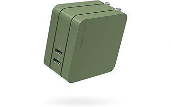 DIGIFORCE USB Type C PD 65W Charger Rapid Charge Type C GaN Gallium Nitride USB-C / USB-C 2 Ports, Foldable AC Adapter for iPhone 13 Pro/MacBook Laptop Charger (65W·2C, Olive Green)