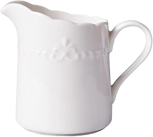 Miniatura 7 de Sizikato Jarra de porcelana blanca con asa, jarra de crema de 8 onzas, 2 unidades.