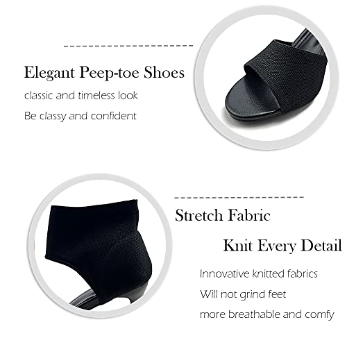 JishinGal High Heels for Women Peep Toe Heels Sandals Stretchy Knit Open Toe High Sexy 3 Inches Stiletto for Dressy and Everyday2