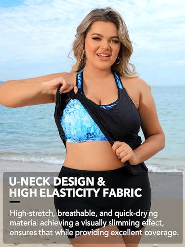 Swimsuit Tops for Women Plus Size with Built in Bra Black Modlily Swimsuits Top Only Loose Tankini Tops for Ladies Swim Tank Tops Leopard Size 16 184