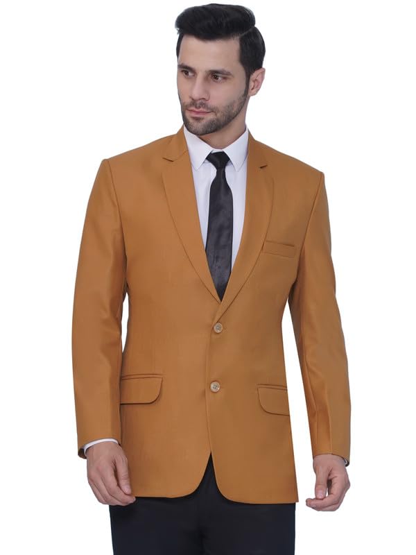 Image of FAVOROSKI Tuxedo Formal Blazers for Men with 2 Pockets | Rayon Slim Fit Single Breasted Blazer | Semi Ethnic Wear Tuxedos | Solid Tuxedo Blazers in Shawl Collar | Blazer for Wedding, Festive, Formal