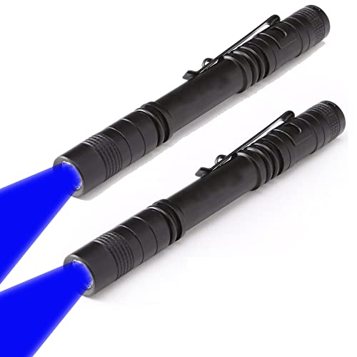WONDSUNSON 2 x Pen Type Blue Light Penlight Flashlight One Mode Blue Light LED Torch for Camping Hiking Fishing Hunting Animal Protecting Night Vision