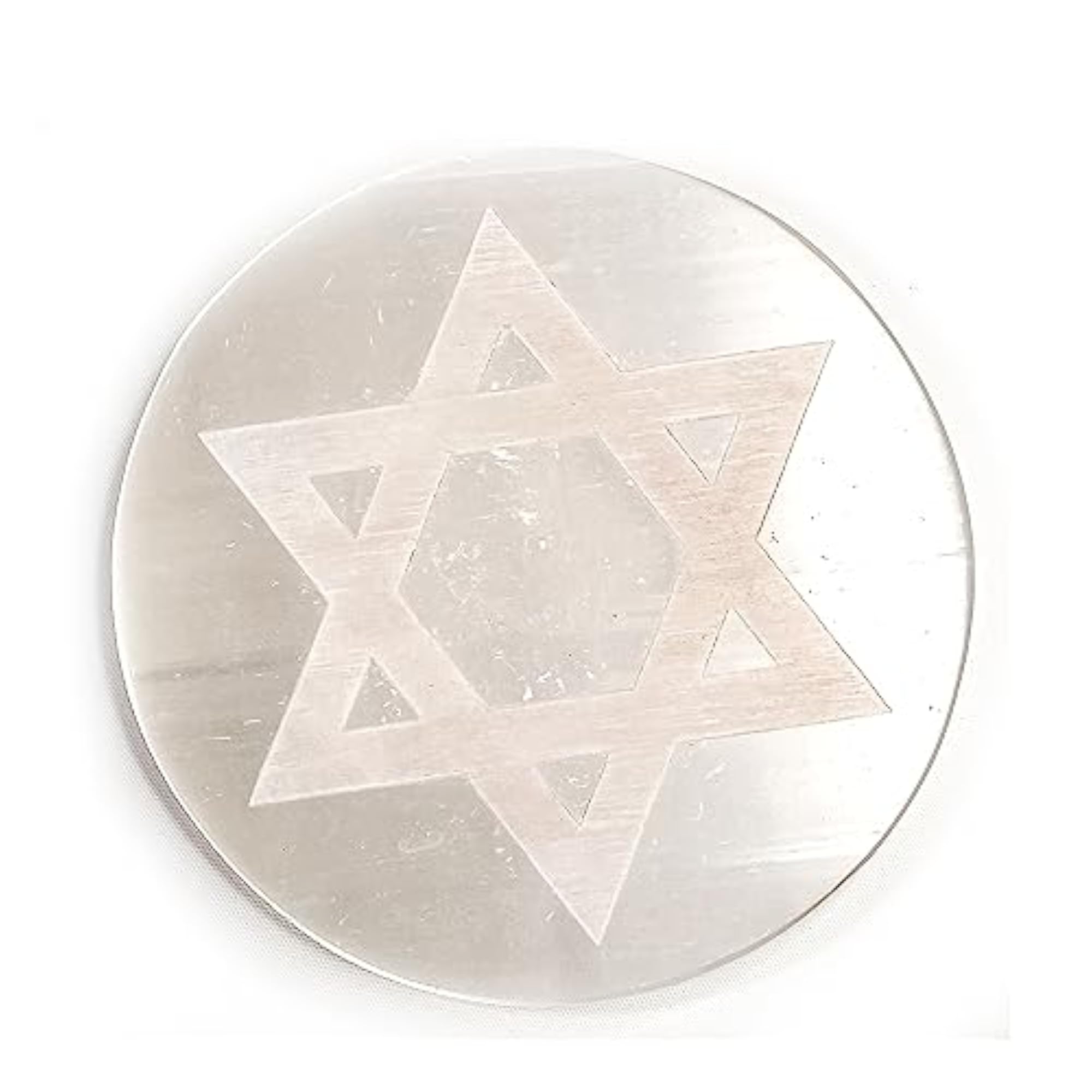 Natural Selenite Star of David Coaster for Home Serenity