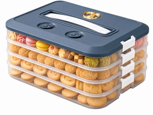 LOEZ Cookie Carrier, 4-Tier Cookie Storage Container with Li...