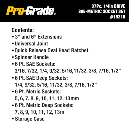 Image of 37 PC 1 /4 inch DRIVE SAE AND METRIC MECHANICS TOOL SET