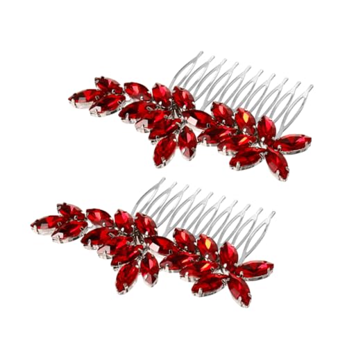 Beaupretty 2個 ブライダル帽子 櫛 ウェディングアクセサリー 花嫁のヘアクリップ 結婚式用のヘアコーム 結婚式のヘアピン ブライダルヘアアクセサリー ブライダルヘアコーム ラインストーン 赤