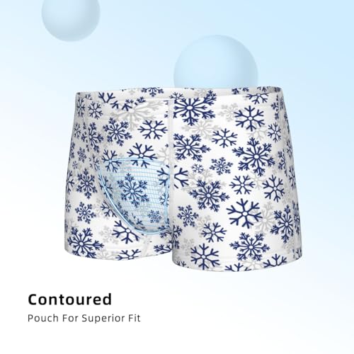 Boys' Cotton Boxer Brief Soft Underwear-Dark Blue Snowflakes4