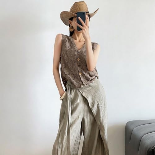 Chaleco de crochet sin mangas holgado para evitar el calor con estilo 3