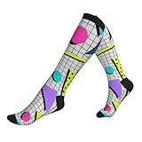 HDBEYXS Fashion 80s Pattern Compression Socks For Women & Men Support For Travel, Nurses, Pregnancy, Fitness, Sports And Everyday Wear
