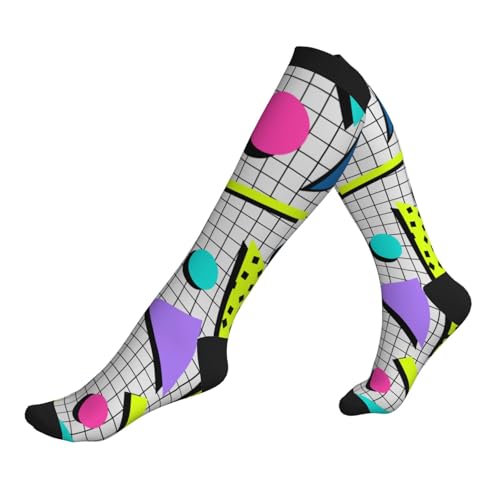 HDBEYXS Fashion 80s Pattern Compression Socks For Women & Men Support For Travel, Nurses, Pregnancy, Fitness, Sports And Everyday Wear