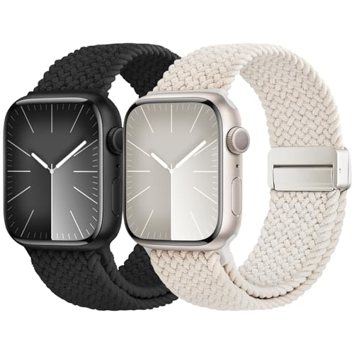 Fullmosa 2 Pack Upgraded Correas Para Apple Watch Con Cierre Magnético Para iWatch 44mm 40mm 45mm 41mm 42mm 38mm 46mm 49mm, Correa Nylon para iWatch Ultra Se 3/2/1 Series 11 10 9 8 7 6 5 4 3 2 1