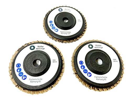 Lot de 3 disques à lamelles - Grain 60/80/120 - 76 x 10 mm Cover