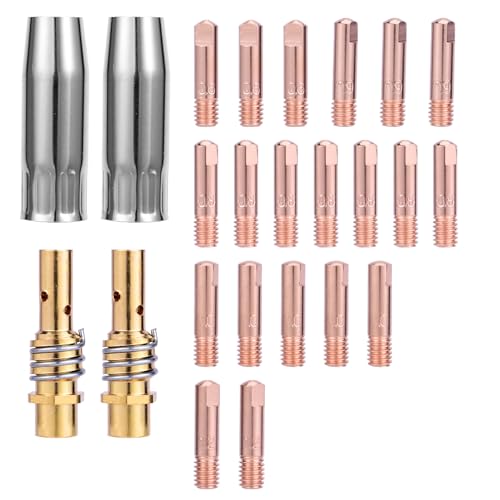24 pièces d'accessoires de soudage MIG MAG pour torche, pièces de rechange, incluant capots de protection, buses de soudage, 2 tiges de liaison et autres, compatible avec MB15AK (24)