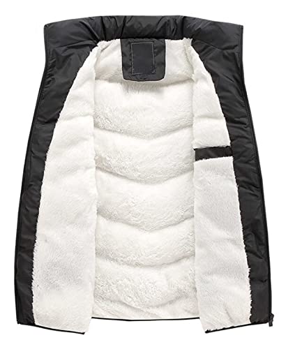 Men's Warm Stand Collar Full Zip Fleece Jacket Sleeveless Padded Down Puffer Vest Coats Outdoor,XS-2XL4